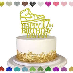 Adorno para tarta de zapatillas personalizado, adorno para tarta de baloncesto de feliz cumpleaños, adorno para tarta de fiesta de baloncesto personalizado, decoración de cumpleaños