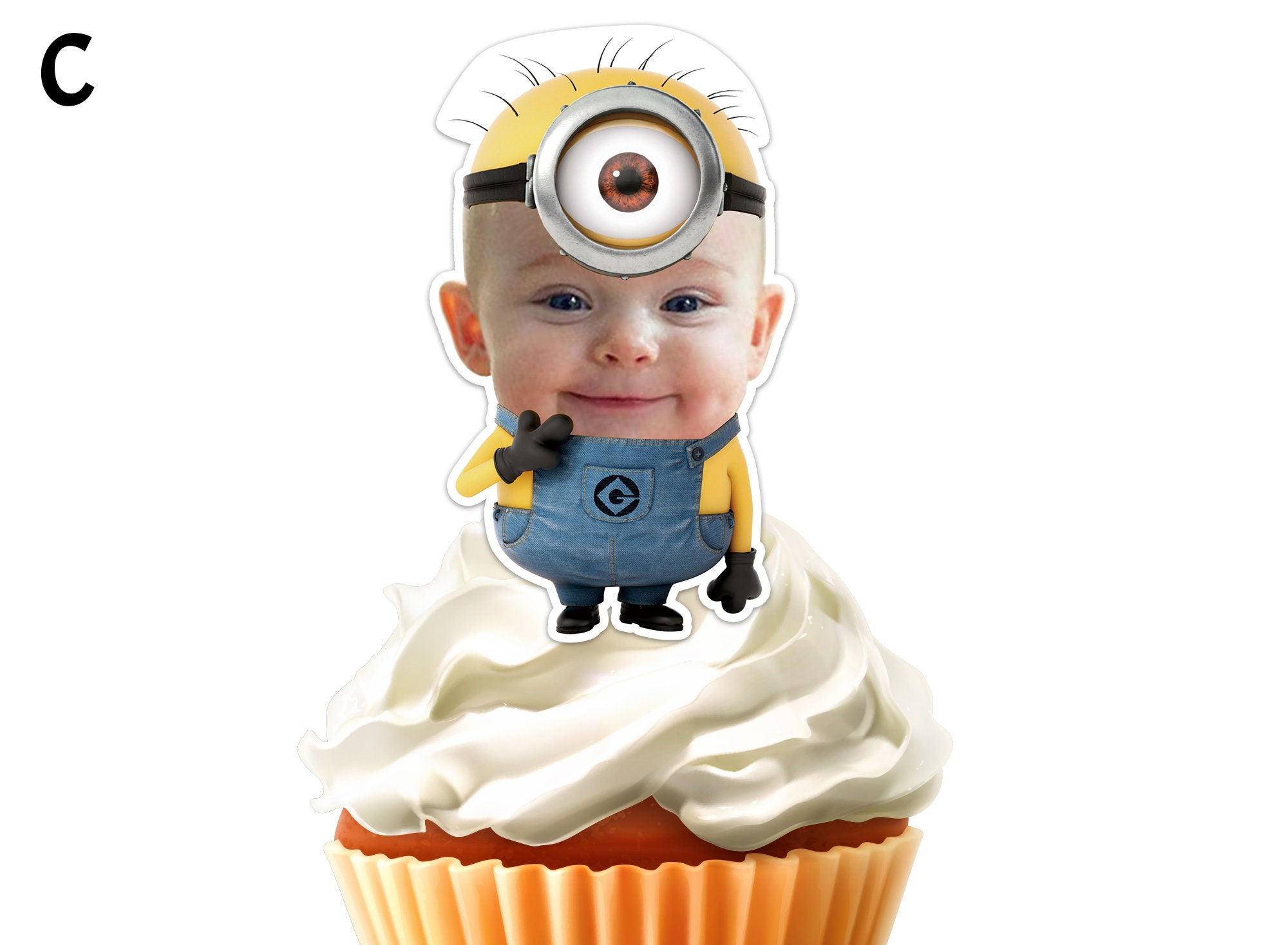 Printable Custom Photo Minion Inspired Cupcake Topper,personalised Face Minion Sticker Cupcake