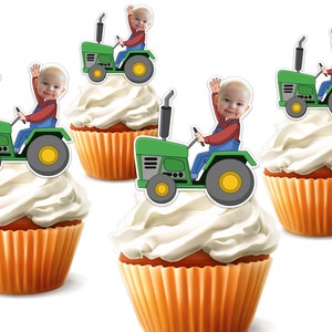 Handmade Tractor Farmer Party Face Custom Photo Cupcake Topper ...