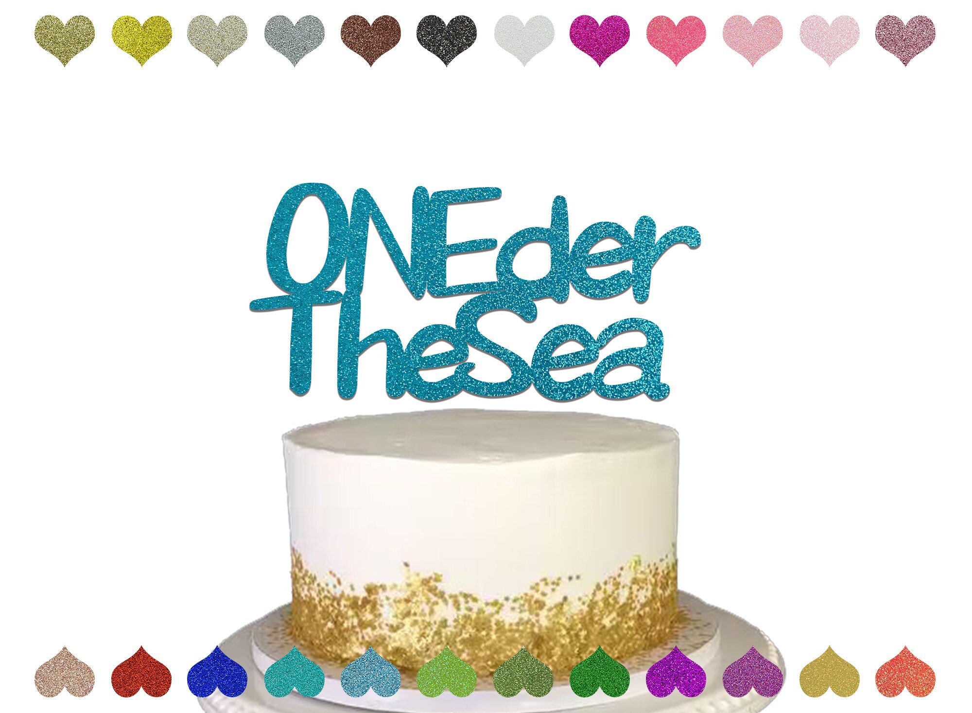 Custom Oneder the Sea Cake Topper, Happy Birthday Mermaid 1st