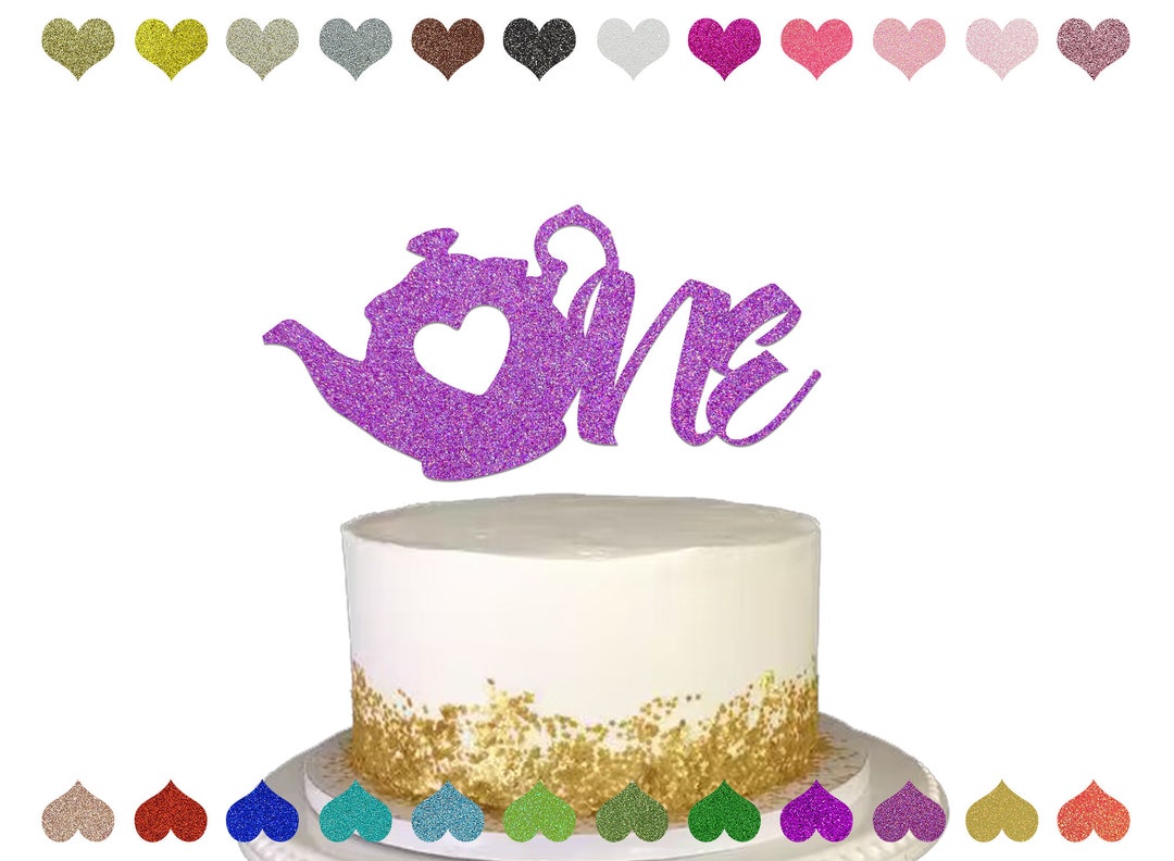 Custom Teapot One Cake Topper, Teapot Theme Birthday Cake Topper