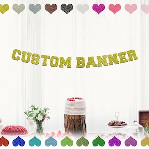 Pancarta con letras brillantes personalizadas, decoraciones para fiestas personalizadas, pancarta de cumpleaños personalizada, pancarta uniforme personalizada, pancarta para fiesta de boda