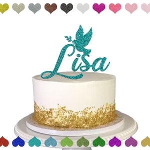 Custom Dove Name Cake Topper,  Baptism Cake Topper, Personalized Communion Cake Topper , Birthday Decoration