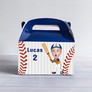 Personalisierte Baseball-Gesicht-Geschenk-Box Kinder-Party-Box-Geschenk-Taschen-Bevorzugung Benutzerdefinierte Baseball-Leckerei-Boxen mit Ihrem eigenen Foto-Geburtstags-Dekor