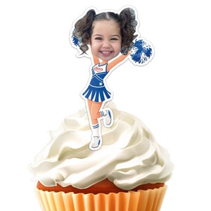 Imprimible animadora cara foto personalizada Cupcake Topper, personalizada animadora pegatina Cupcake Topper, archivo Digital solamente