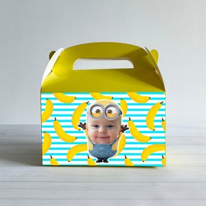Gepersonaliseerde Minion Face Gift Box Children's Party Box Gift Bag Favor Custom Minion Treat Boxes met uw eigen foto Verjaardagsdecor