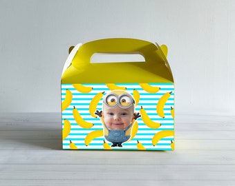 Personalised Minion Face Gift Box Children’s Party Box Gift Bag Favour Custom Minion Treat Boxes With Your Own Photo Birthday Decor