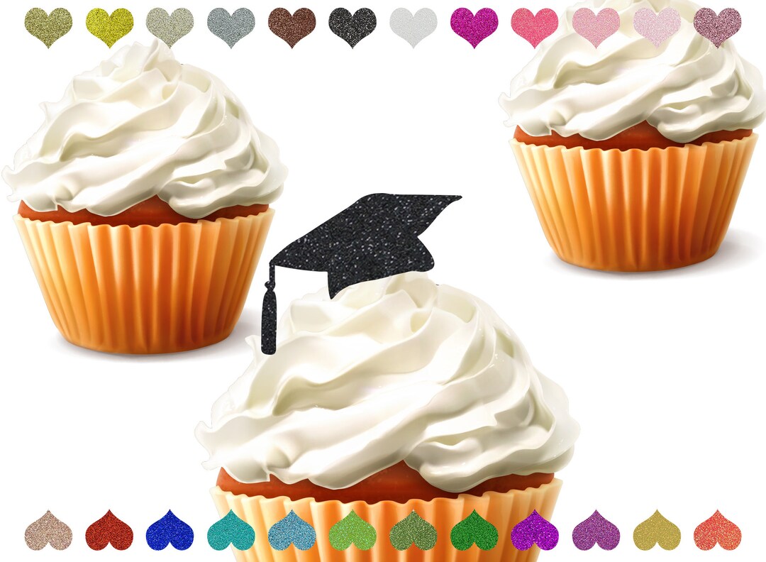 Custom Graduation Cap Cupcake Toppers, Graduation Party Cupcake Toppers