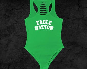 Green/White Handmade Eagle Nation Bodysuit, Philly Fan Gift, Philadelphia Gameday Ouffit Idea, GO Birds, Philly Philly