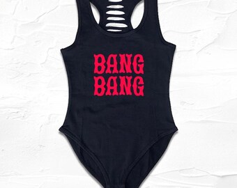 Black/Red San Francisco Niner Faitful Bodysuit, SF Bodysuit for womens, Niner Fan, Bang Bodysuit sports outfit