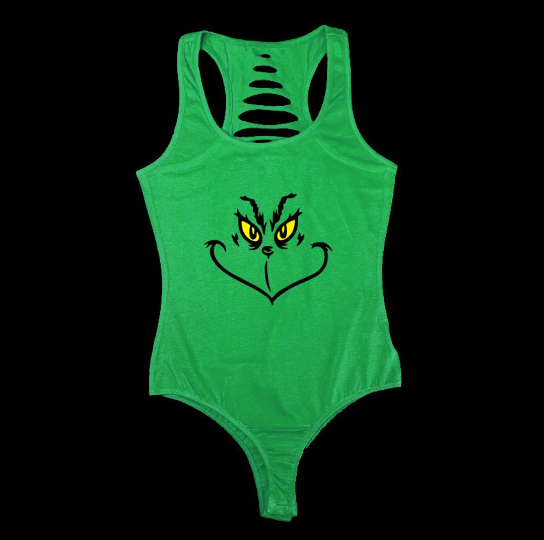 Green Grinch Face Bodysuit, Funny Christmas Bodysuit, Grinch Please