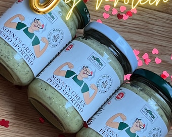 Nonnas Green Pesto Sportivo - Das Protein Fitness Wellness Pesto - Best Italian Pesto Sauce- 3er pack