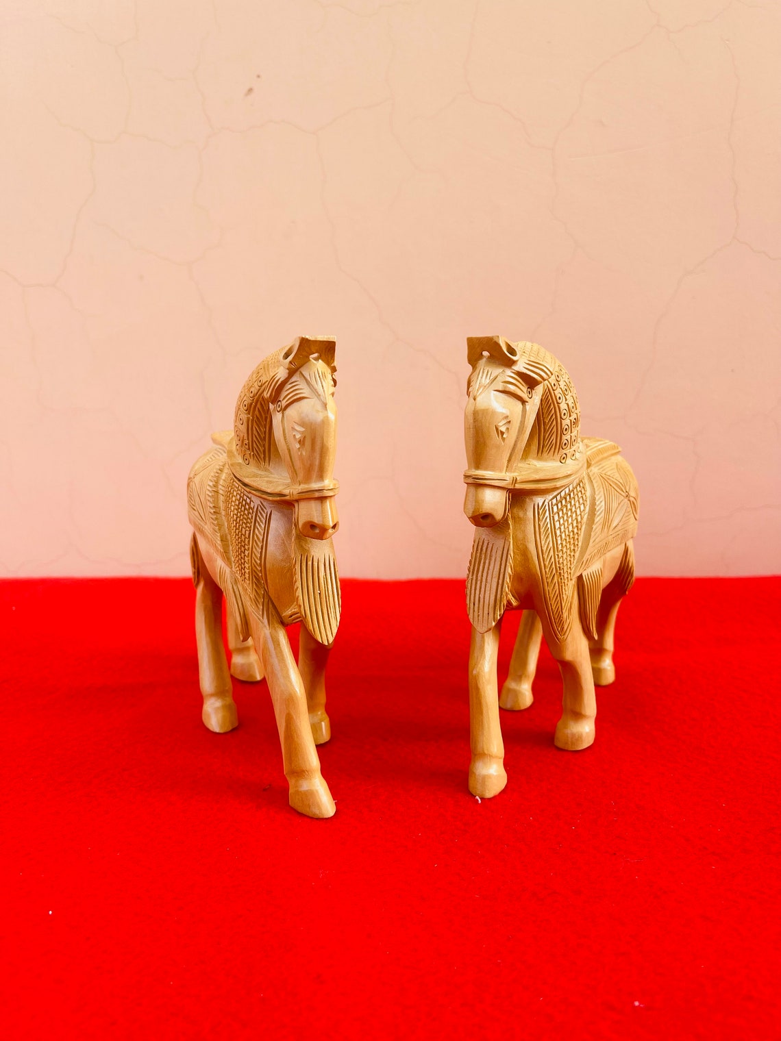 Indian Wooden Horse Sculpture for Home Decor Christmas Etsy