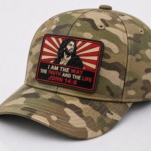 Gorra de béisbol con el versículo bíblico de Jesús Juan 14:6, parche de PVC personalizado, apoyo al ministerio en Ucrania