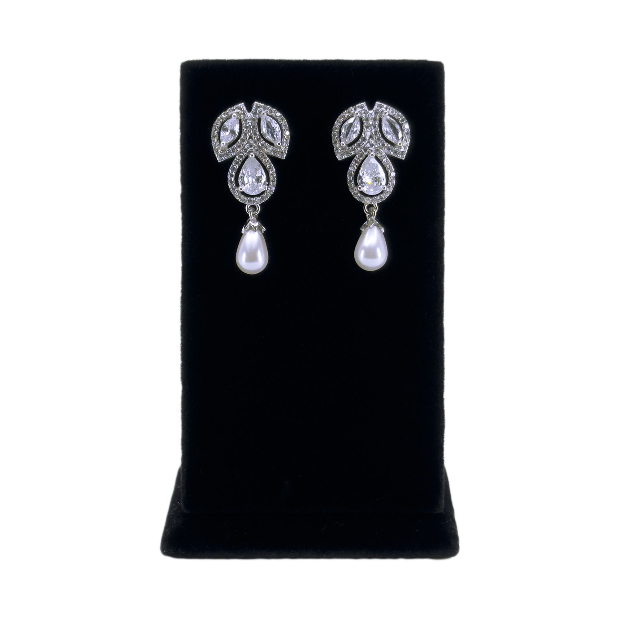 Bridal Jewellery Set, Silver Wedding Set, Wedding Necklace, Pearl and Sterling Silver Set, Cz