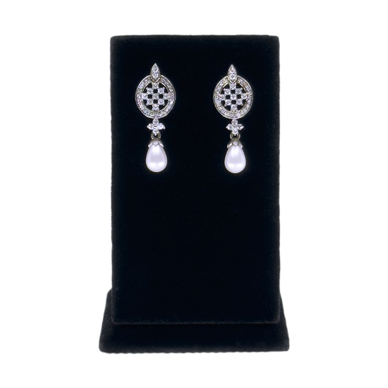 Bridal Jewellery Set, Silver Wedding Set, Wedding Necklace, Pearl and Sterling Silver Set, Cz