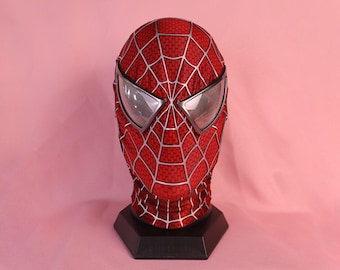 Máscara de aranha personalizada em serigrafia - Acessório de cosplay feito à mão - Adereço de herói personalizado