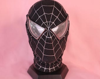 Máscara de aranha artesanal, lente não removível, equipamento de herói feito sob medida com precisão