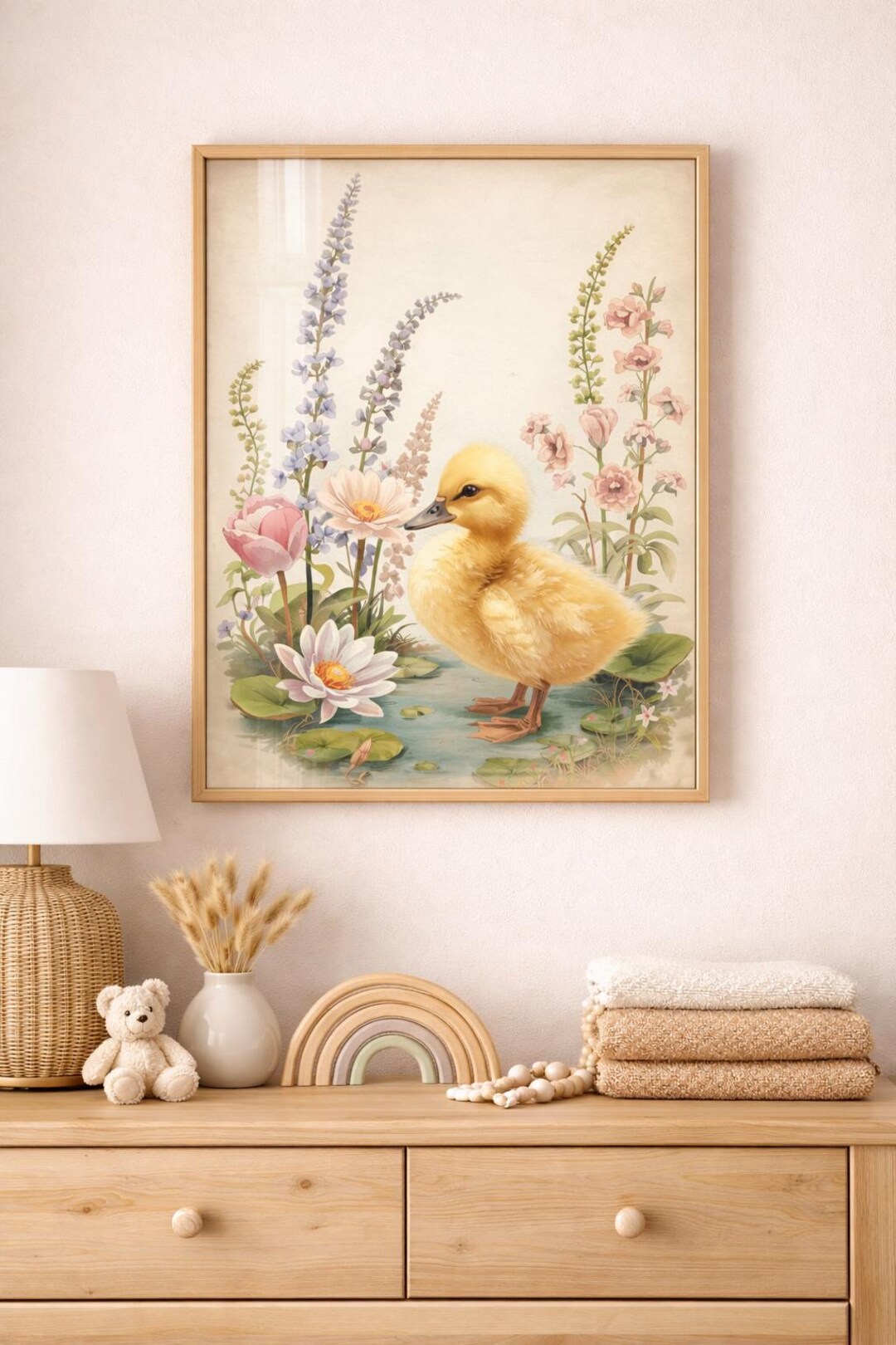 Duckling Nursery Wall Art Printable, Vintage Farm Animal Pastel Poster ...