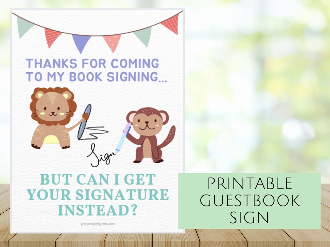 Printable Guestbook Sign Template, Book Signing for Reading Books ...