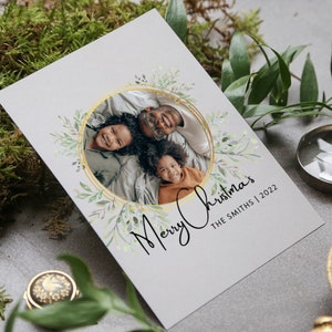 Personalized Photo Holiday Card Template, Editable Printable Customized Digital Christmas Card, Picture, Ecard, Minimalist, Boho, Simple