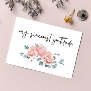 Download instantâneo do cartão de agradecimento, para impressão A2/6/7, vários tamanhos disponíveis, minha mais sincera gratidão, flores e diversão, minimalista, lindo