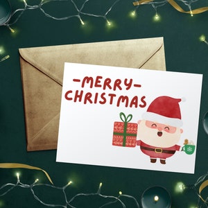 Download instantâneo de cartão de Natal do Papai Noel, vários tamanhos, amor de férias, modelo de guia fácil, design de presente fofo DIY, impressão digital