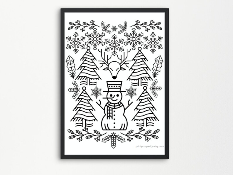 Printable holiday coloring page instant download christmas etsy