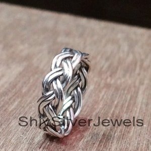 925 Sterling Silver double Braid Silver Ring, Band Ring, Statement ring, Meditation ring,Women Ring gift for her, Hand Stacking Braided Ring