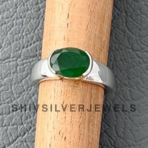 Green Jade Men Ring Pure 925 Sterling Silver Ring, Vintage Man Signet Ring, Oval Shape Gemstone Signet Ring, Handmade Christmas Gift For Him