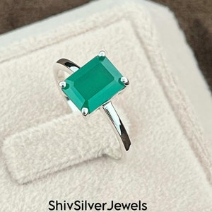 Natürliche grüne Jade Ring, Solitär Ring, 925 Sterling Silber Ring, Verlobungsring, zierliche Versprechen Ring, Jubiläum Ring, Geschenk für sie