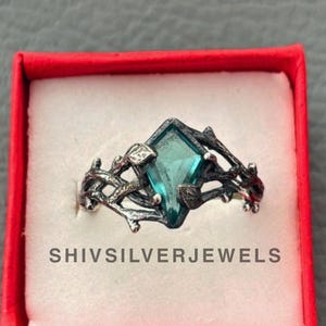 Genuine Blue Topaz Ring, 925 Solid Sterling Silver Engagement Gift Ring, Tree Branch Handmade Topaz Ring, Leaves Kite Topaz Ring For Women