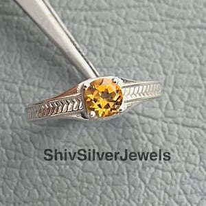 Natural Yellow Citrine Ring, 925 Sterling Silver Ring, Handmade Ring, November Birthstone Ring, Statement Ring, Wedding Ring, Gift For Women