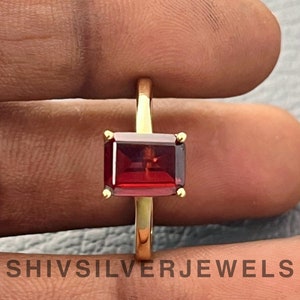 Genuine Natural Garnet Ring, Handmade 925 Sterling Silver Ring, Engagement Ring, Handmade Solitaire Ring, Dainty Wedding Ring, Gift For Her