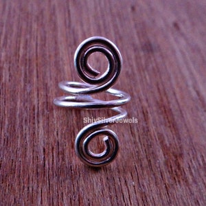 Sterling Silver Swirl Ring: Adjustable Boho Thumb Ring