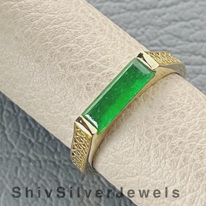 Natural Green Jade Ring, Solitaire Ring, 18k Gold Plated Ring, Engagement Ring, Dainty Promise Ring Anniversary gift Ring Dainty Nature Ring