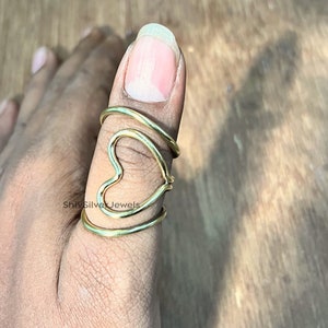 925 Silver Thumb Splint Ring: Love Heart, Adjustable Arthritis Support