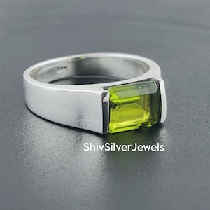 Peridot Rings, Ring, 925 Sterling Silver, Handmade Ring, Engagement Ring, Anniversary Ring, Promise Gift For Him, Unisex Signet Ring