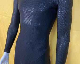 Black Block-Pattern Screen-Printed Bodysuit | Base Layer for Cosplay | DIY Custom Print Superhero Undersuit