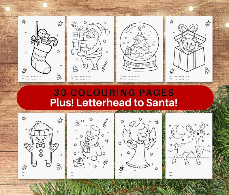 A4 Printable Christmas Coloring Pages for Kids: 30 Colouring Pages Plus ...