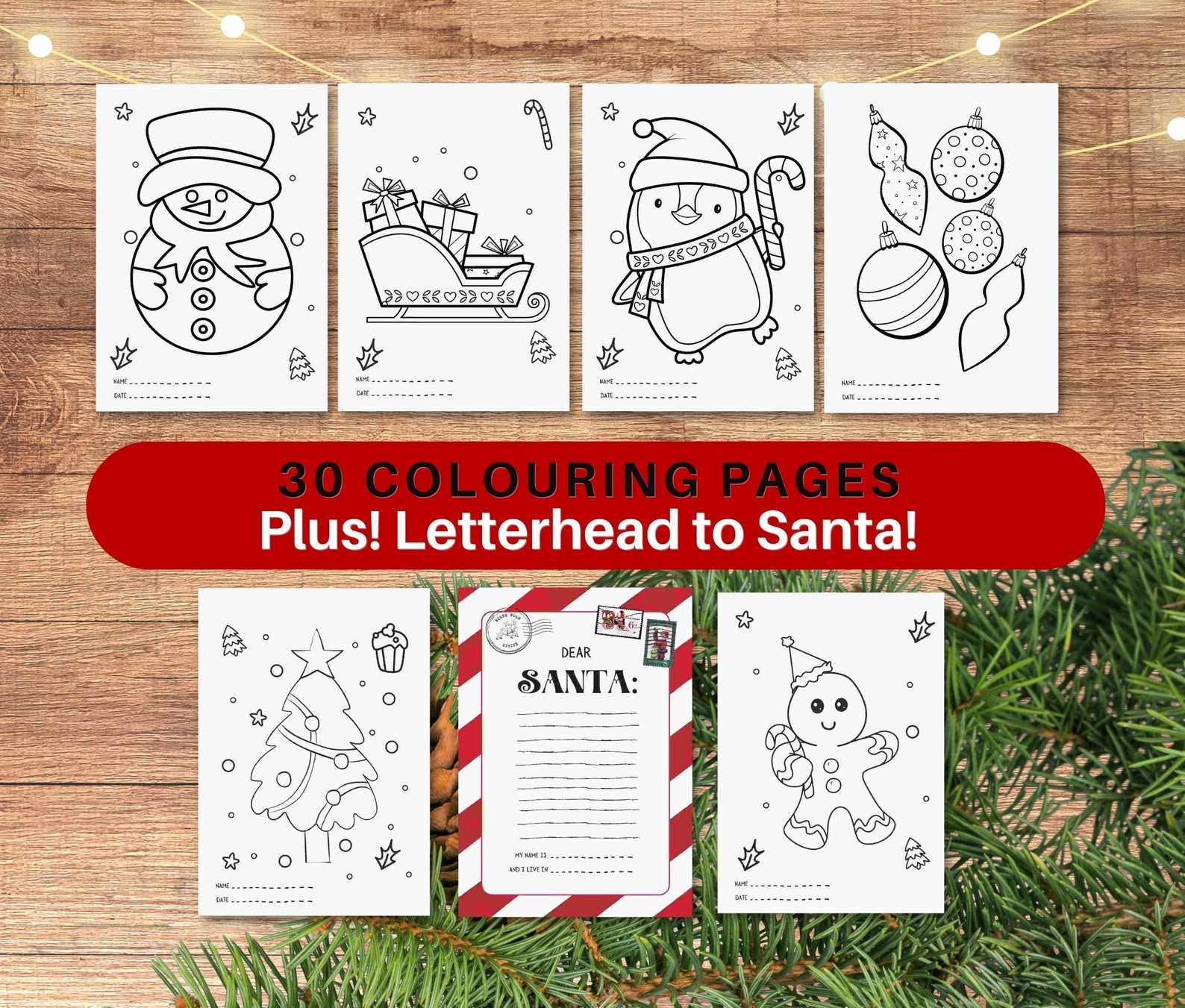 A4 Printable Christmas Coloring Pages for Kids: 30 Colouring Pages Plus ...