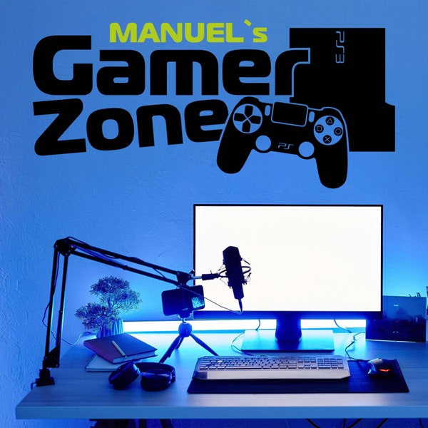 © HM Wall Decal Gamer Zone named 100 x 44 cm size, Gamer Wandtatoo WT-0111