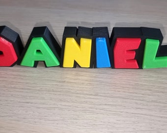 Super Mario Stil personalisiertes Namensschild - Geschenk für Mario Fan - Wanddekor - Schreibtisch-Display -  - personalisiert  3D-0002