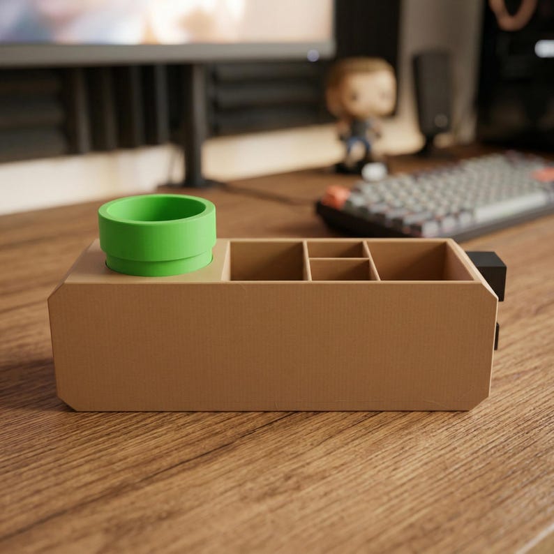 Organiseur de bureau Mario personnalisé avec nom | Cadeau pour gamer | Décoration de bureau | Configuration gaming | Porte-stylo personnalisé image 6
