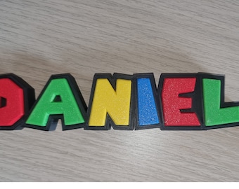 Super Mario Style Personalized Name Sign - Gift for Mario Fan - Wall Decor - Desk Display - - Personalized 3D-0002