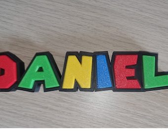 Panneau personnalisé style Super Mario - Cadeau pour fan de Mario - Décoration murale - Présentoir de bureau - Personnalisé 3D-0002