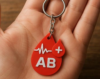 NFC Emergency Blood Type Pendant | Medical Keychain with Chip | Readable via Smartphone | Gift | 3D-0056
