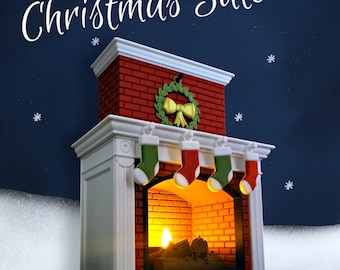 Christmas fireplace with LED tealight – miniature decorative fireplace from the 3D printer | Christmas decoration for table, shelf & gift idea 3D-0033
