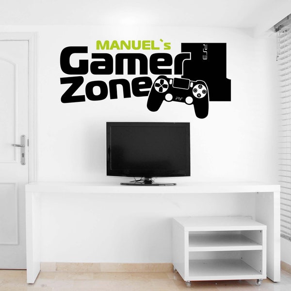 © HM Wall Decal Gamer Zone named 80 x 35 cm size, Gamer Wandtatoo WT-0111