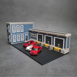 Industrilager/Lagerhall - 3D-modellbyggsats - Hot Wheels & Matchbox 1:64 + H0 1/87 - utan lysdioder - DIY-byggsats - Gjuten - 3D-0102